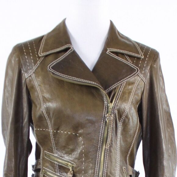Crisca cool brown leather jacket 2 - Picture 2 of 8